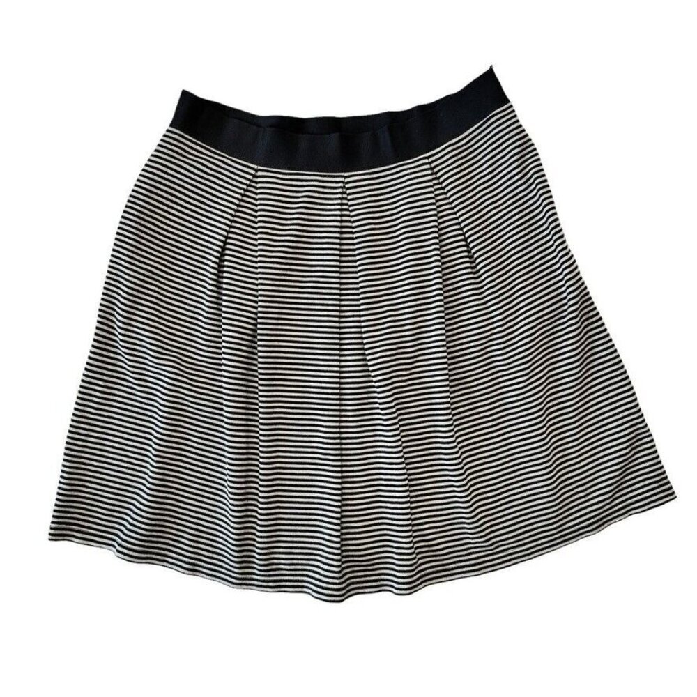 NEW Max Studio Striped A-Line Pleated Mini Skirt - Pockets Elastic‎ Waist